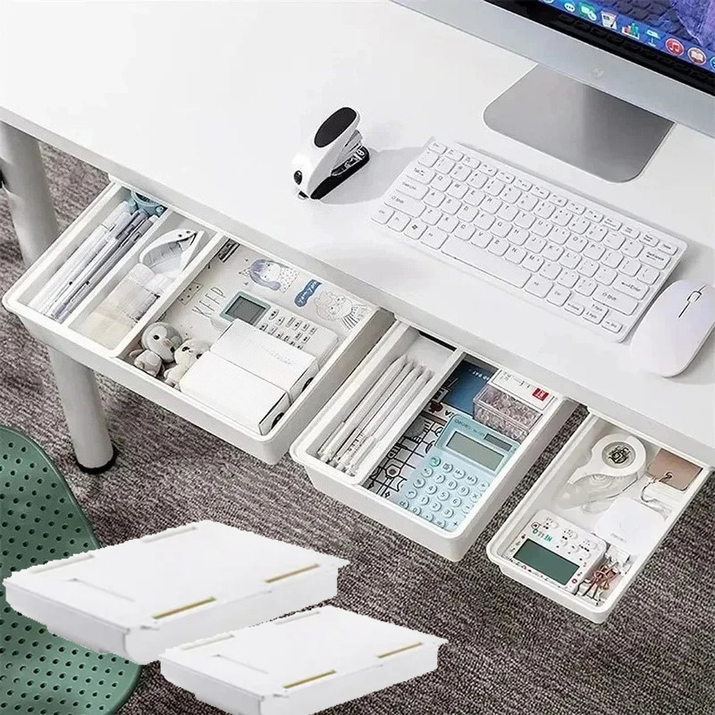 Home Office Desk With Drawers - Hidden Storage Box SelfAdhesive Storage Drawer