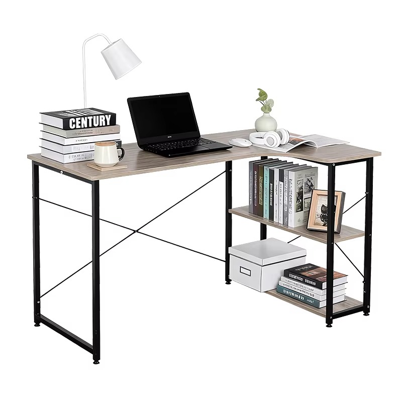 Home Office Desk With Drawers - L Shaped Corner Desk With Bookshelf