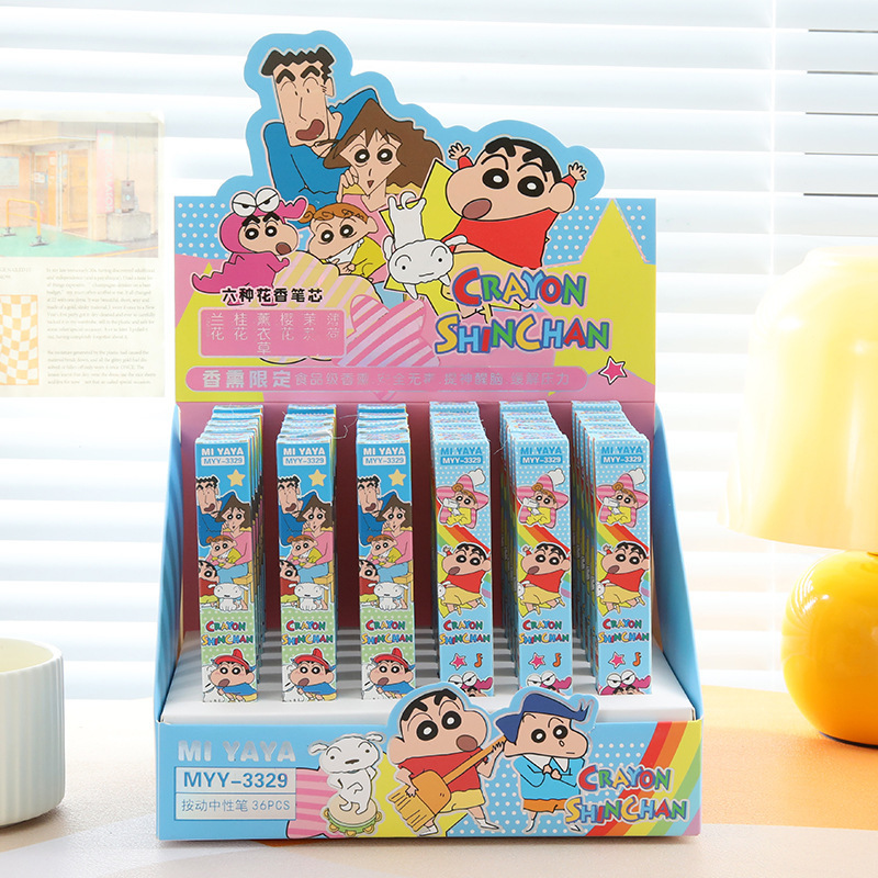 Home Office Student - 6Pcs Cartoon Crayon Shin-Chan Gel Pen