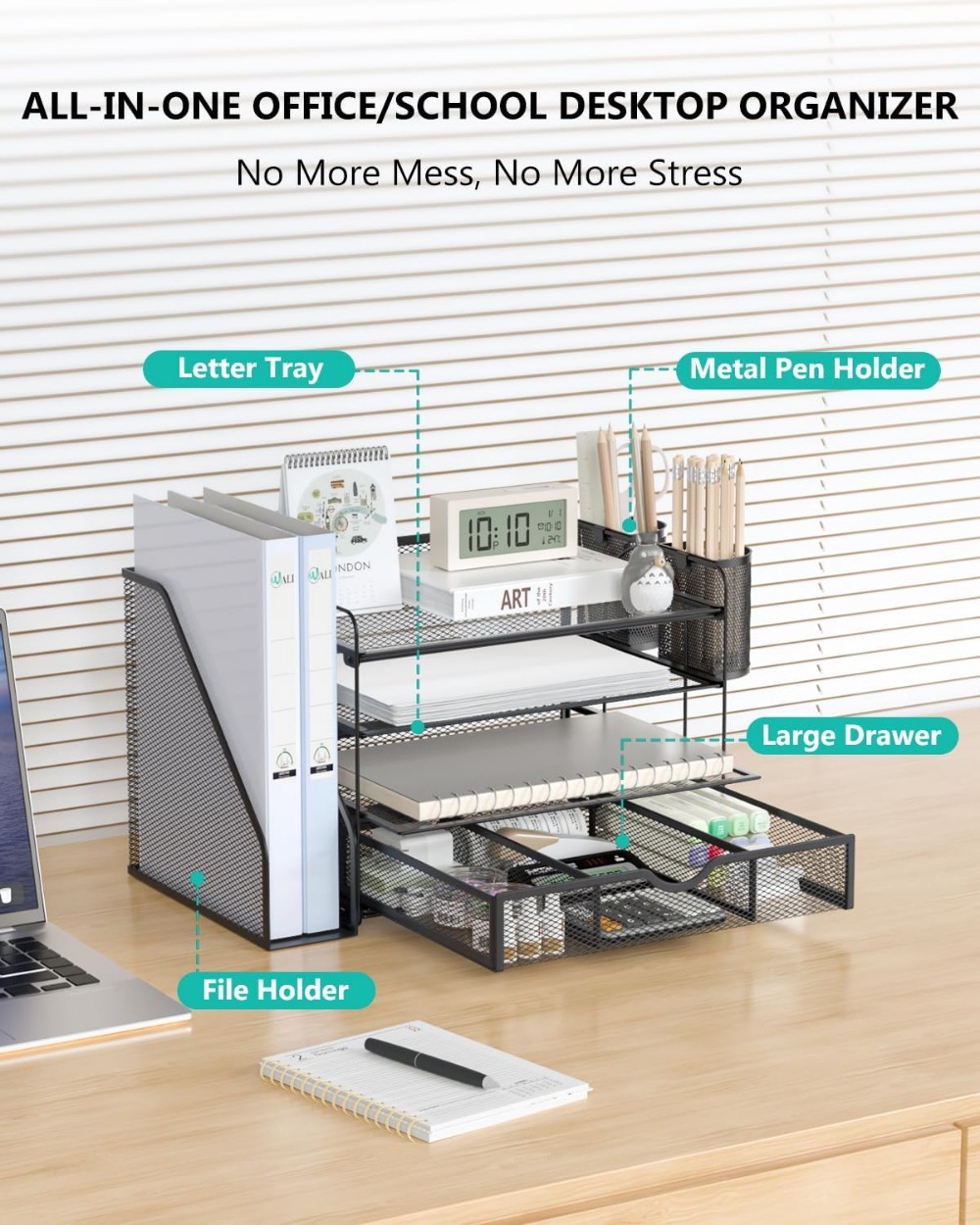 4-Tier Desktop File Organizer  - Home Office Desk With Drawers recension och pris
