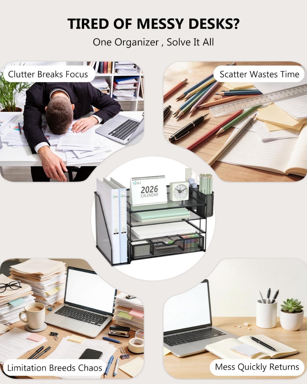4-Tier Desktop File Organizer  - Home Office Desk With Drawers recension och pris