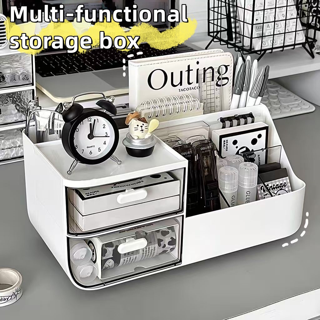 1Pcs Desktop Cosmetics Organiz - Home Office Desk With Drawers recension och pris