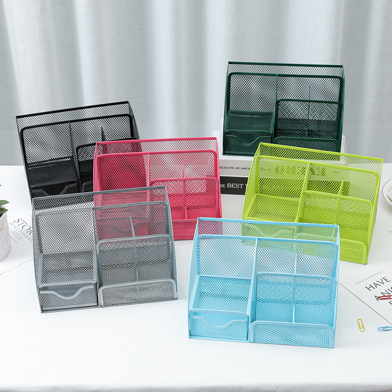 Multi-grid metal pen holder Mu - Home Office Desk With Drawers recension och pris
