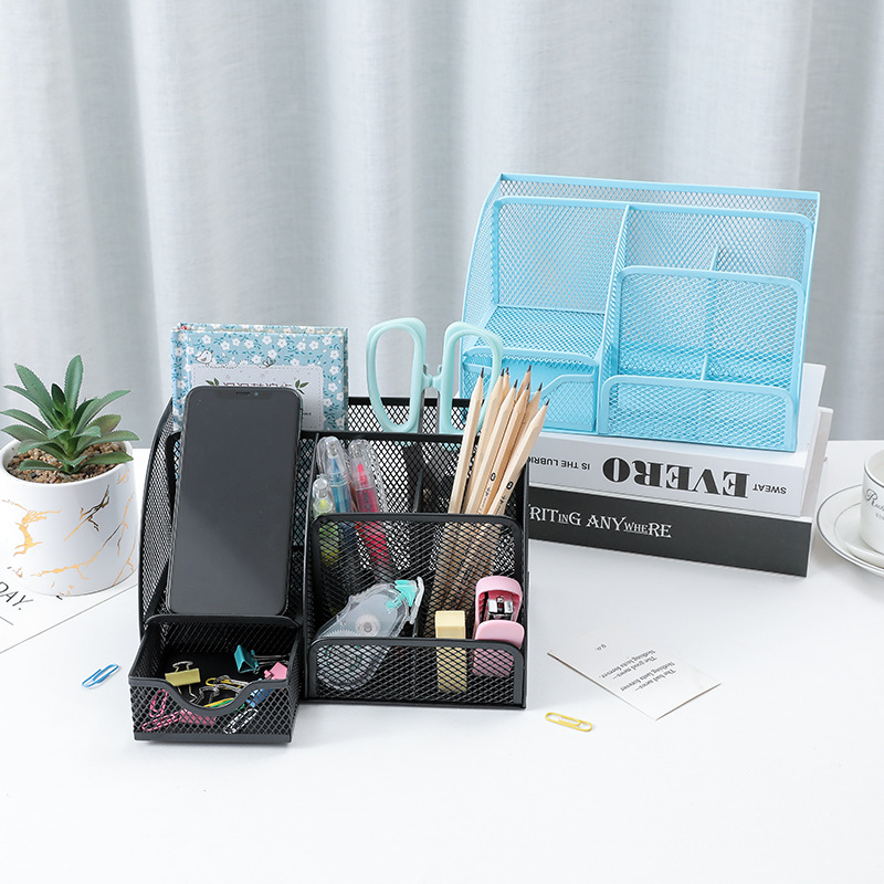 Multi-grid metal pen holder Mu - Home Office Desk With Drawers recension och pris
