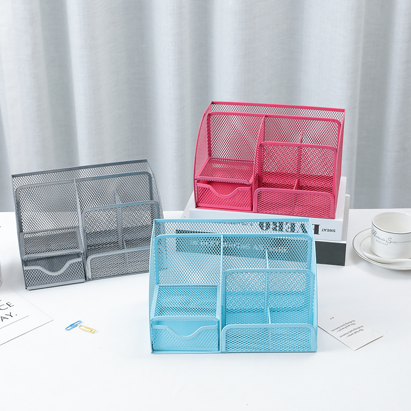 Multi-grid metal pen holder Mu - Home Office Desk With Drawers recension och pris